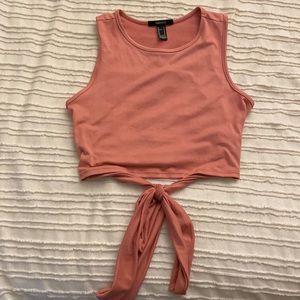 Forever 21 pink fitted tank top with tie in the back